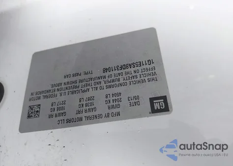 2013 Chevrolet Malibu 2Lt из США, поврежденный, VIN 1G11E5SA8DF311048